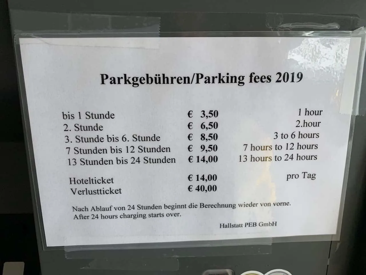 Hallstatt Parking Prices