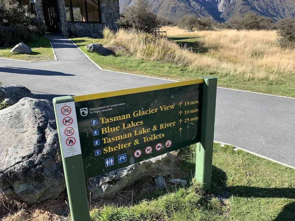 Tasman Glacier Hiking Signs