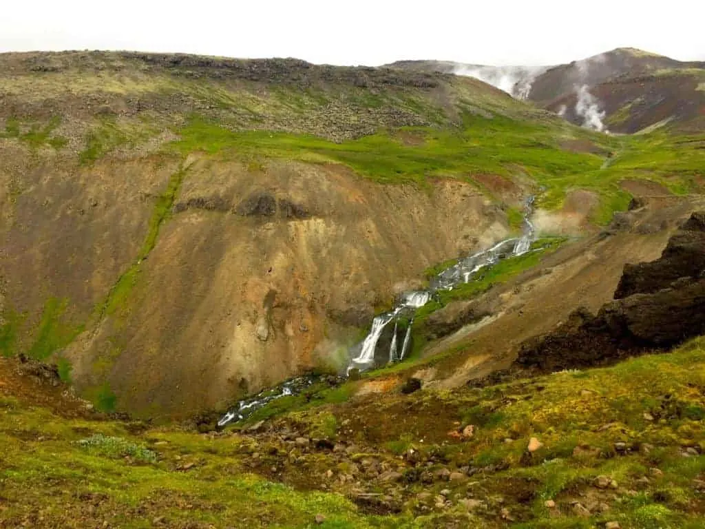 Reykjadalur Hot Springs Waterfall