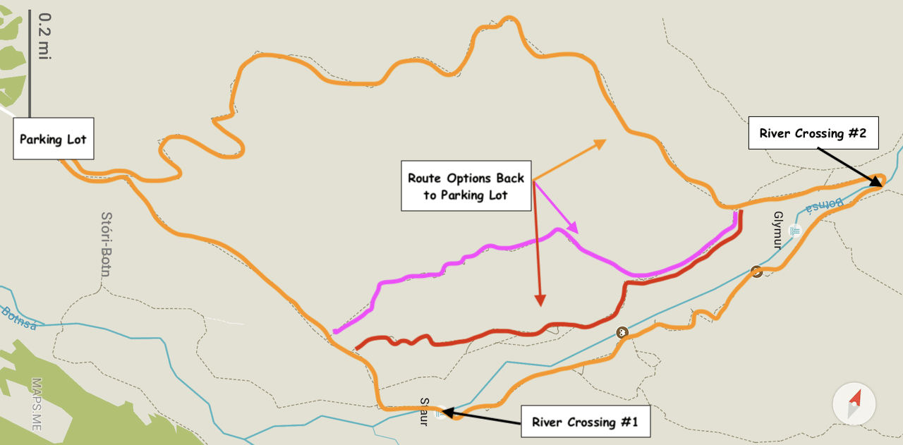 Glymur Hike Map
