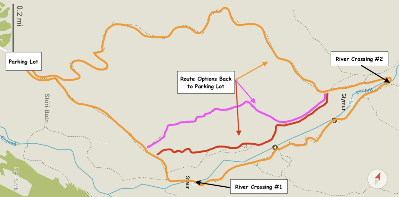 Glymur Hike Map
