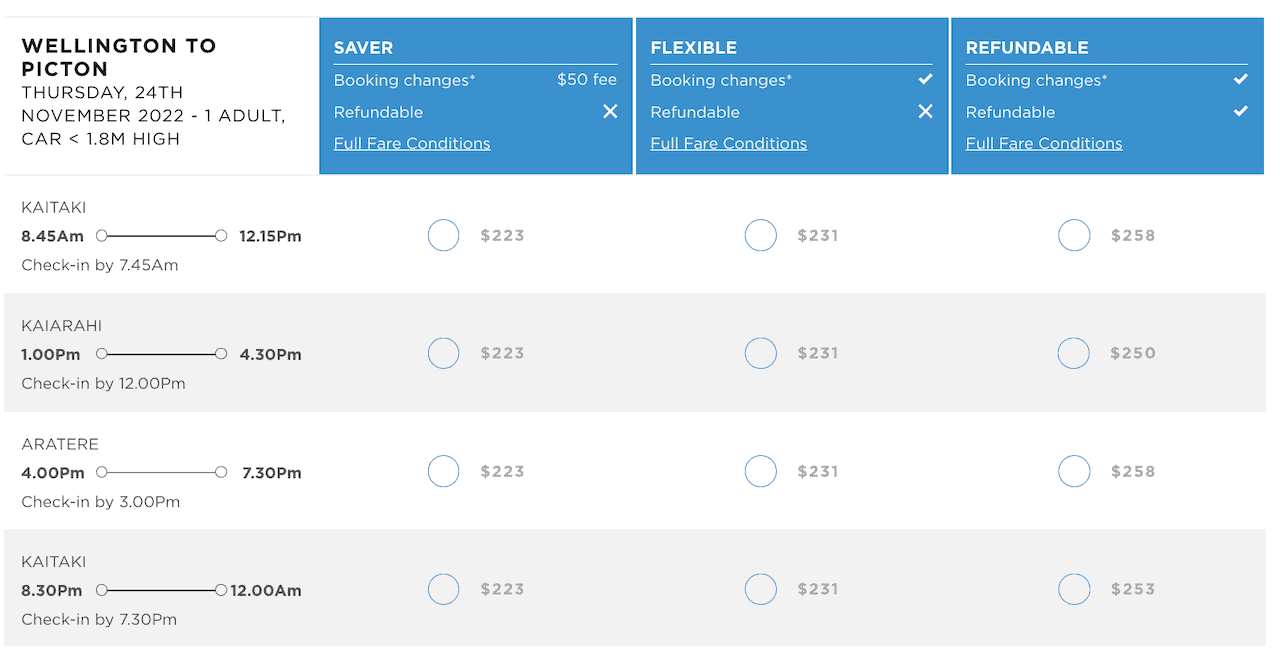 Interislander Ferry Prices