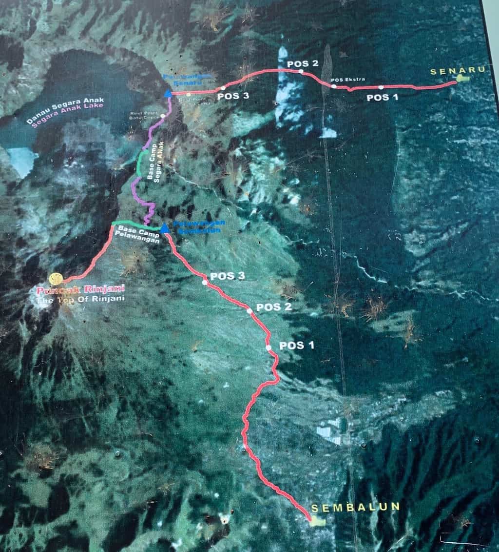 Mount Rinjani Hiking Map
