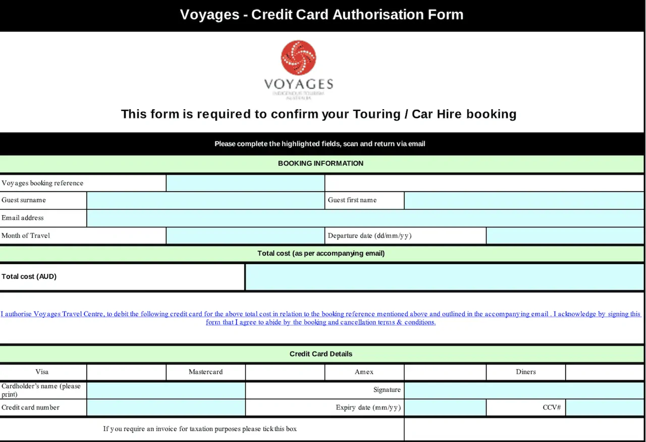 Voyages Confirmation Form