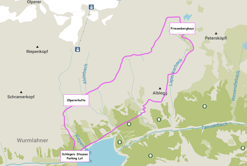 Friesenberghaus Hiking Map