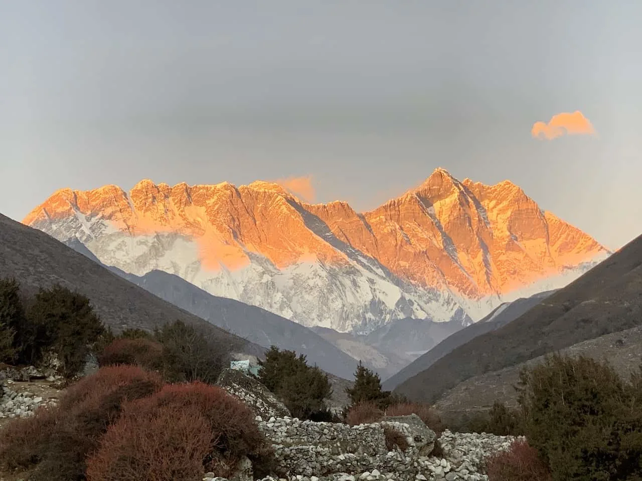 Everest Mountain Range Sunset Pangboche