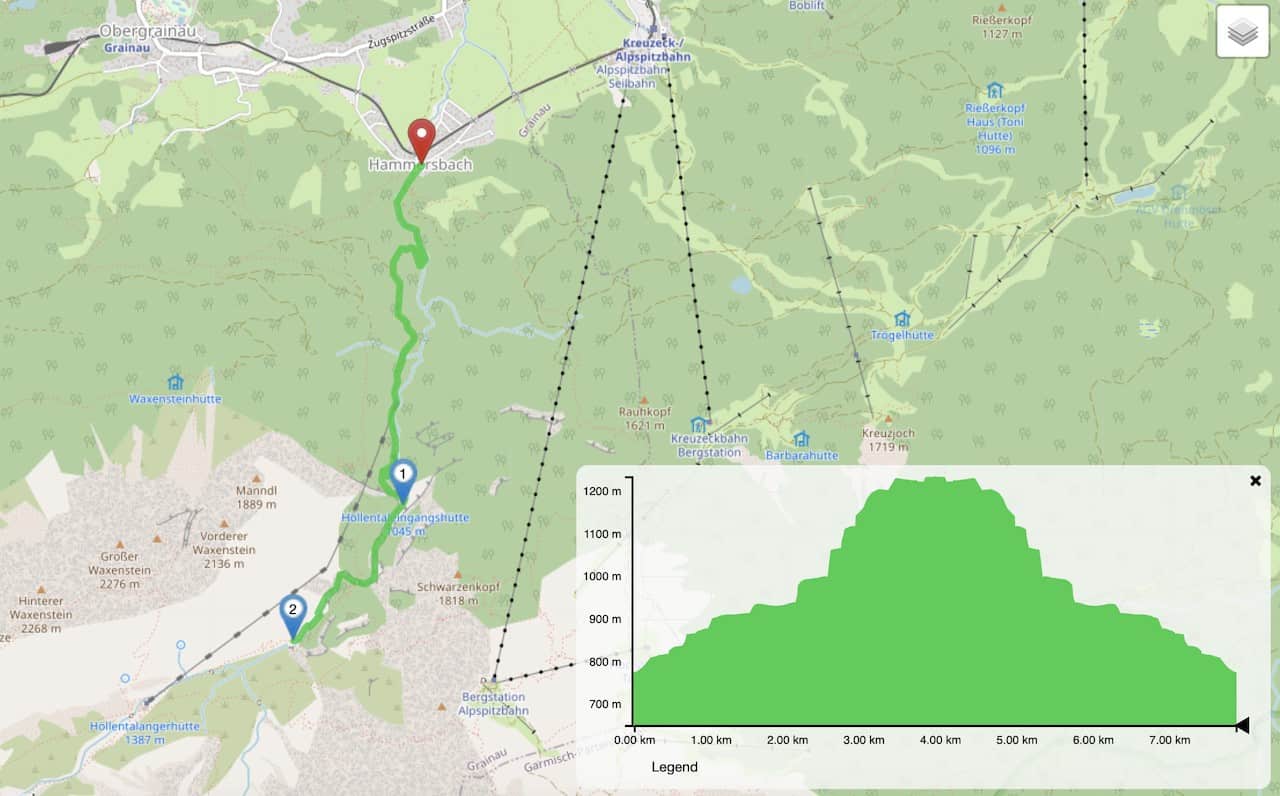 Höllentalklamm Gorge Hike Map