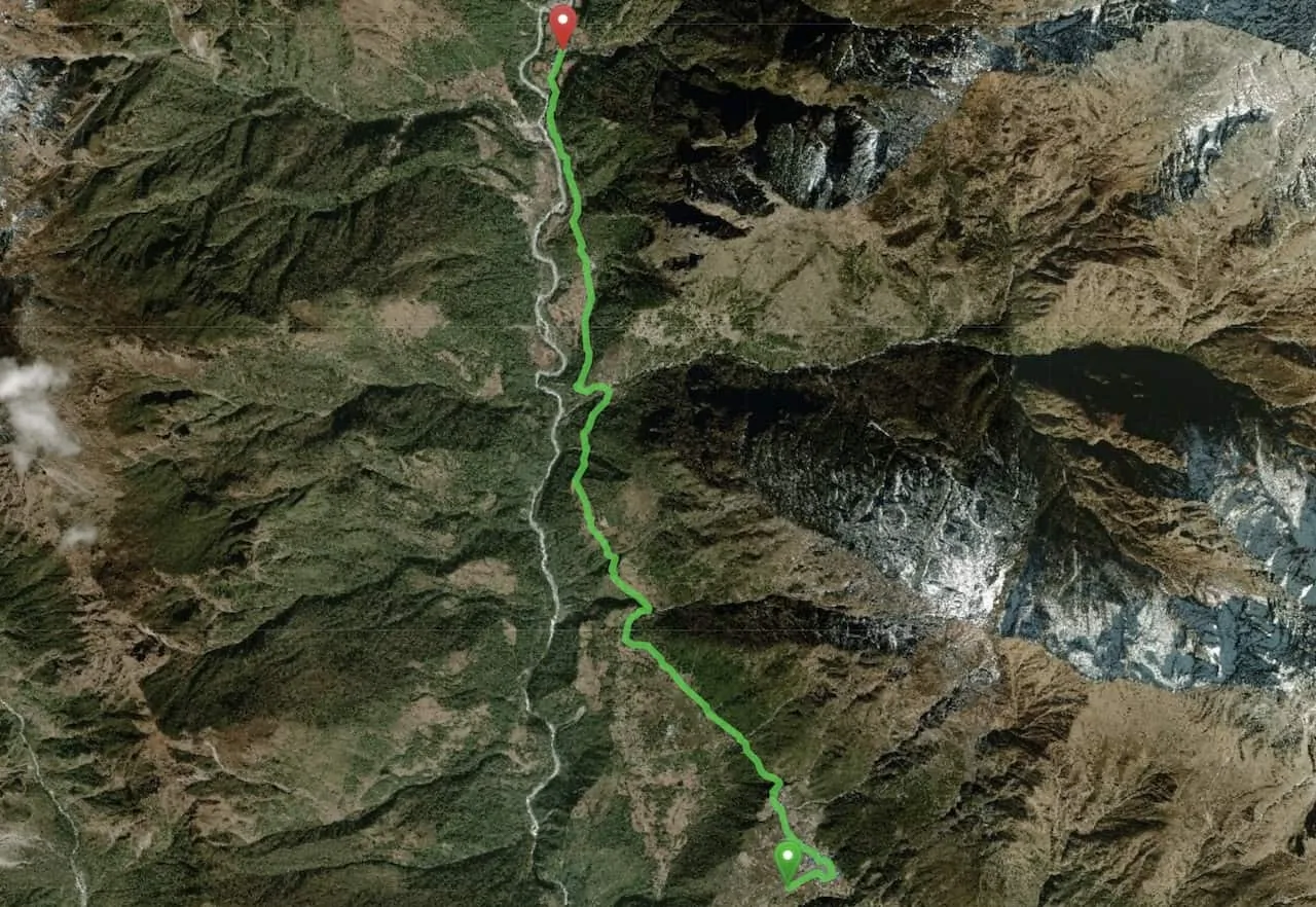 Lukla to Phakding Map