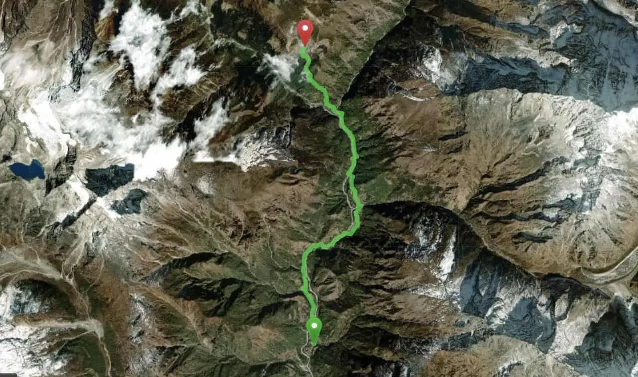 Phakding to Namche Bazaar Map