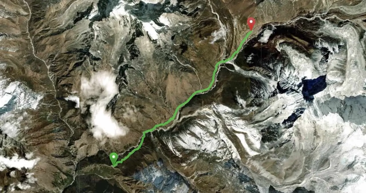 Tengboche to Dingboche Map