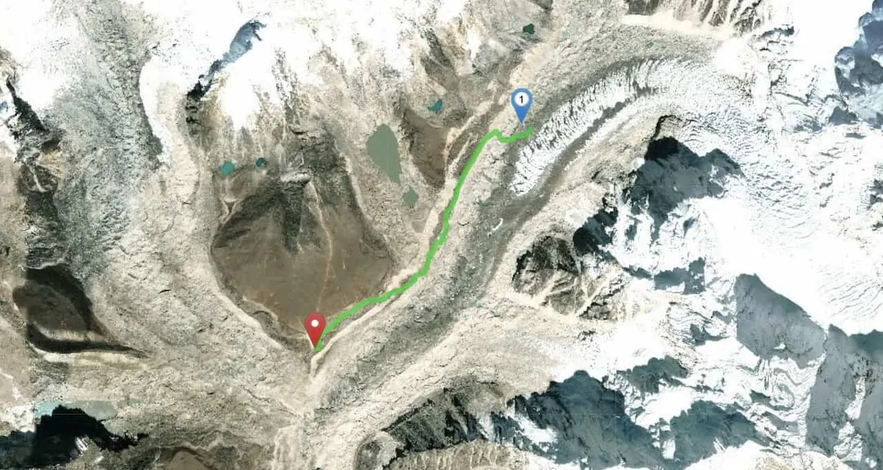 Gorak Shep to Everest Base Camp Map