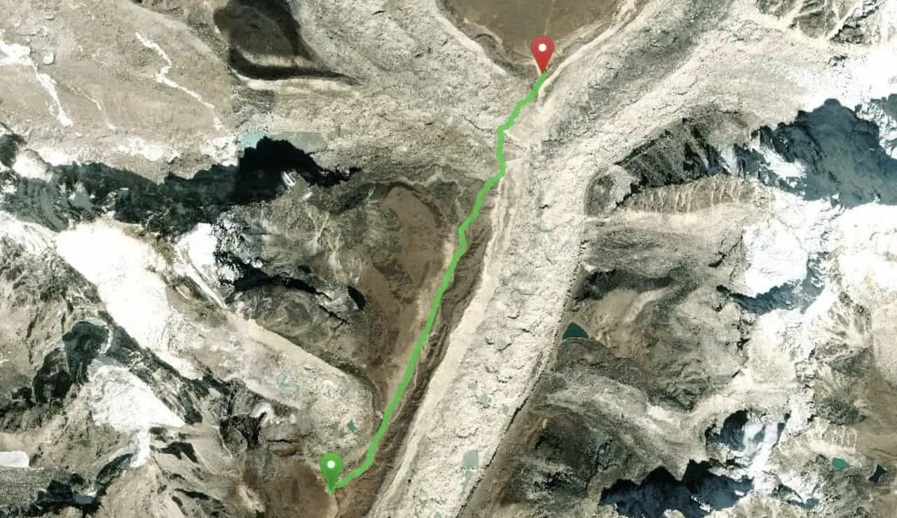 Lobuche to Gorak Shep Map