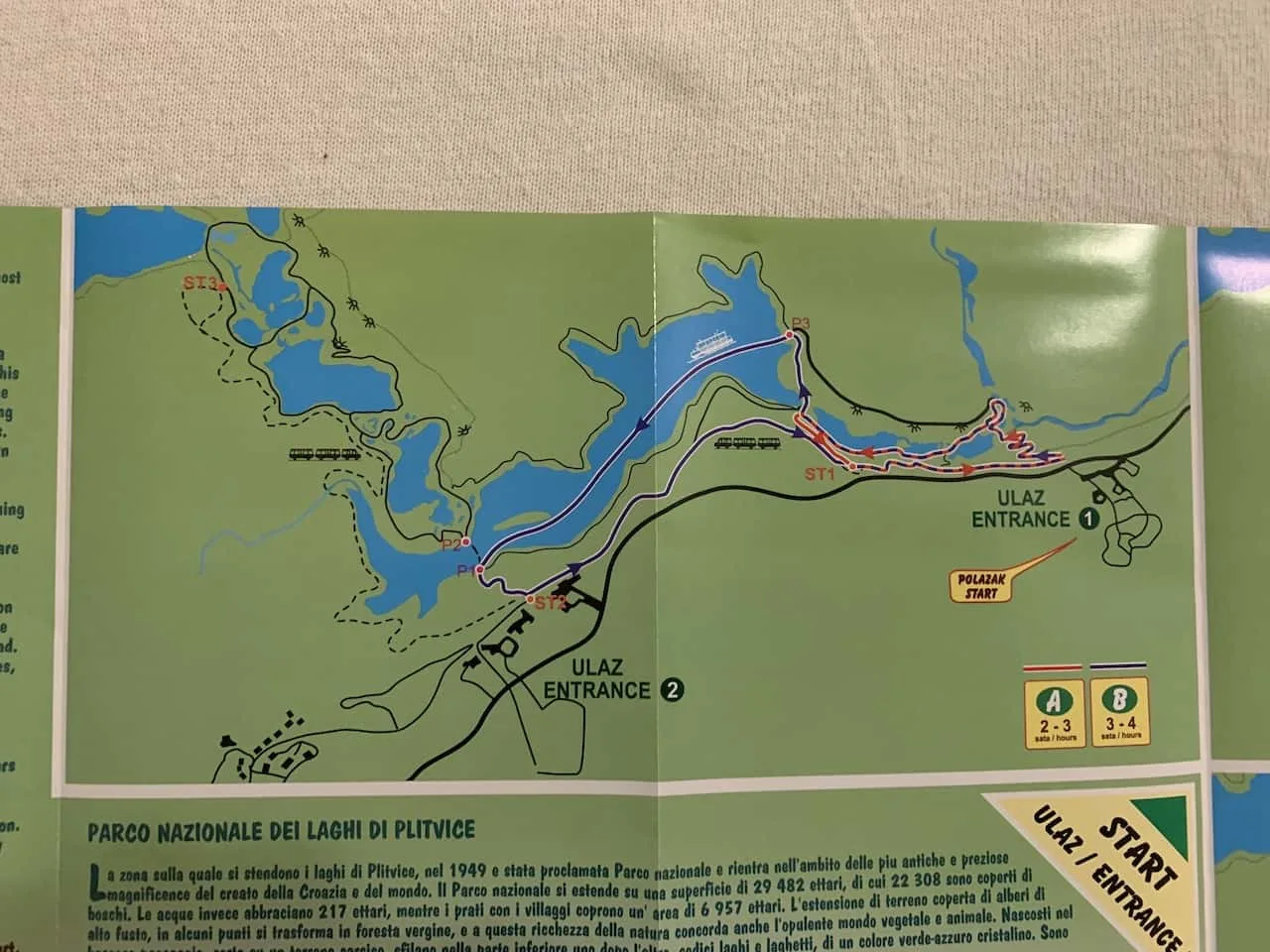Plitvice Lakes Route A & B Map