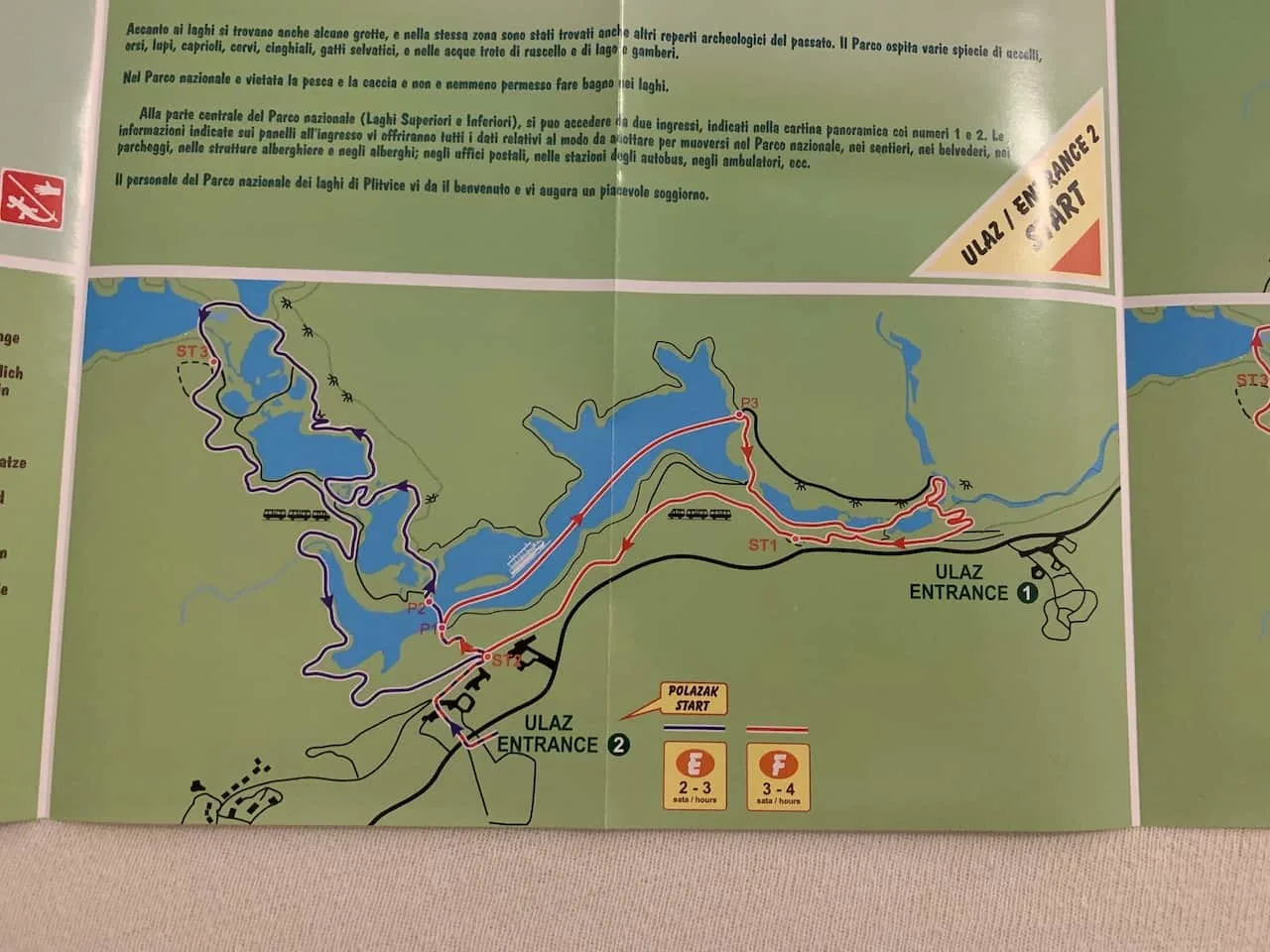 Plitvice Lakes Route E & F Map