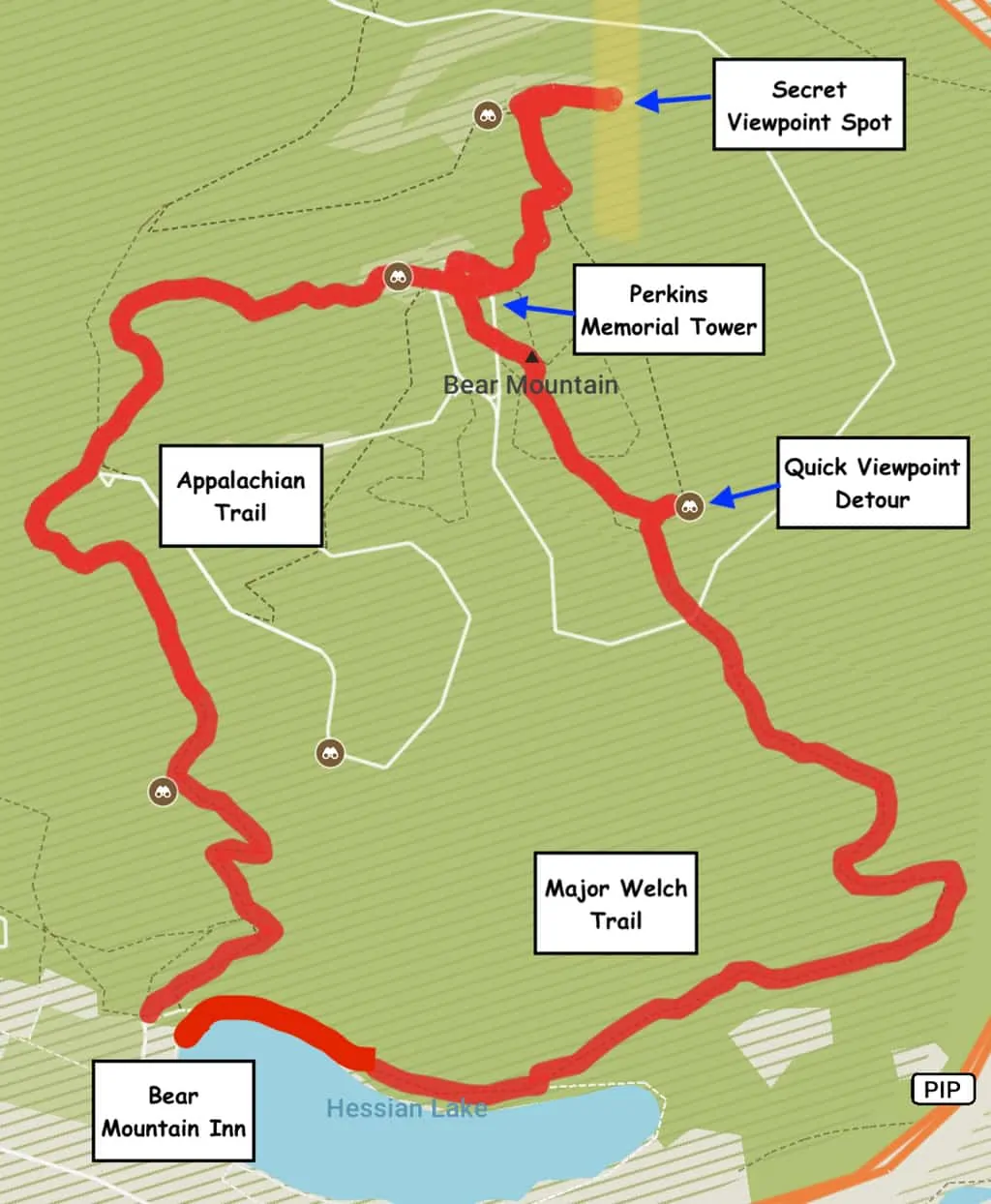 Bear Mountain Hike Map