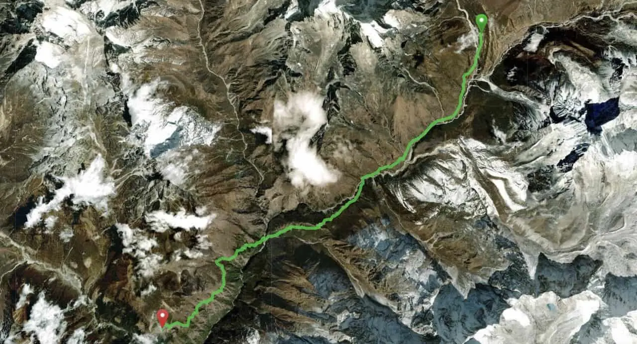 Pheriche to Namche Bazaar Map