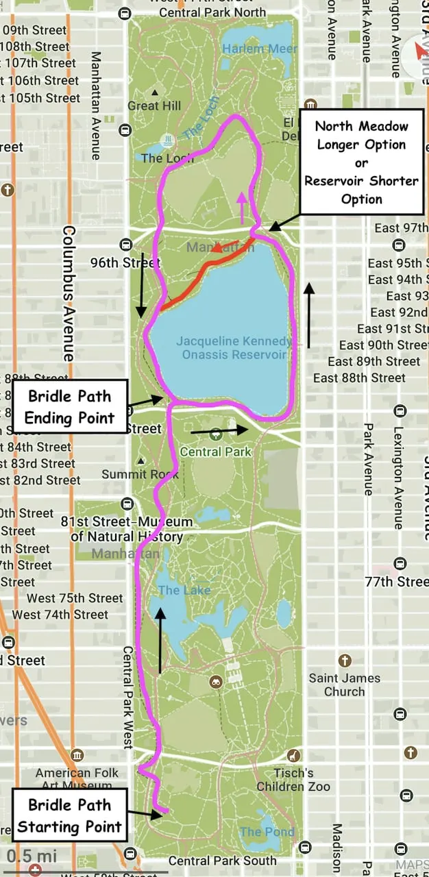 Central Park Bridle Path Map