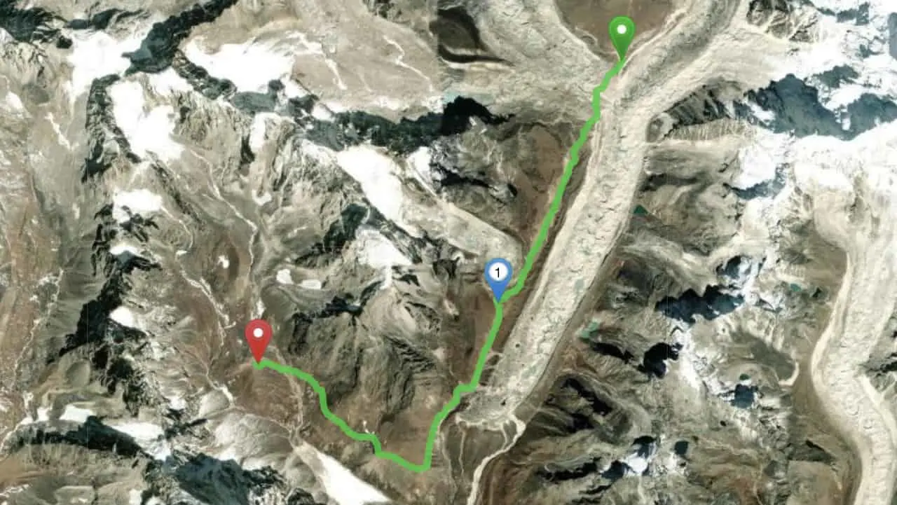 Gorak Shep to Dzongla Map