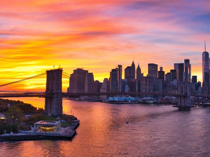Experiencing a Beautiful Brooklyn Bridge Sunset in New York City