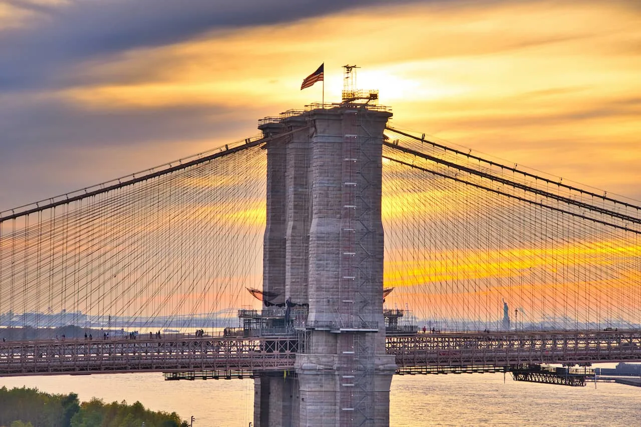 Brooklyn Bridge Sunset Flag