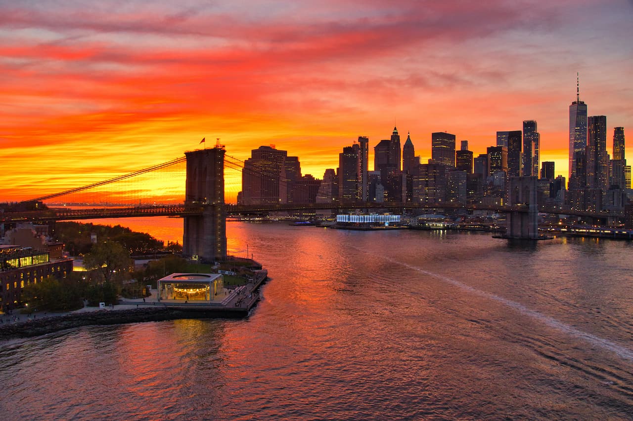 Brooklyn Bridge Sunset Manhattan Bridge