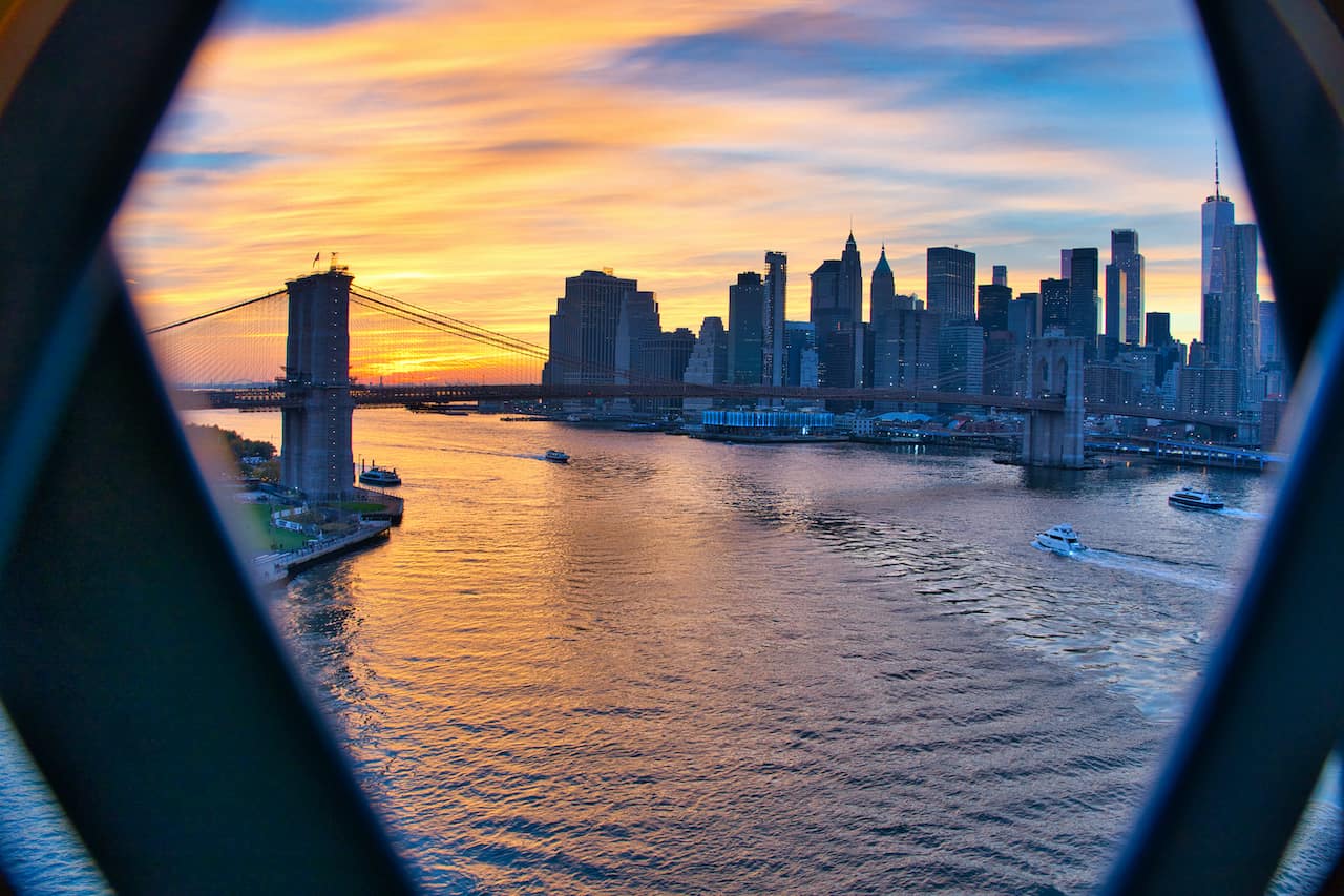 Brooklyn Bridge Sunset from the Manhattan Bridge