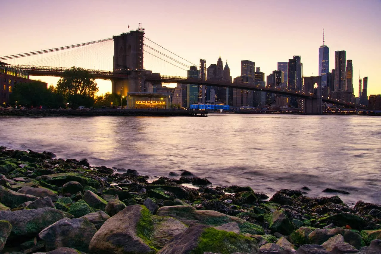 Pebble Beach Brooklyn Bridge Sunset