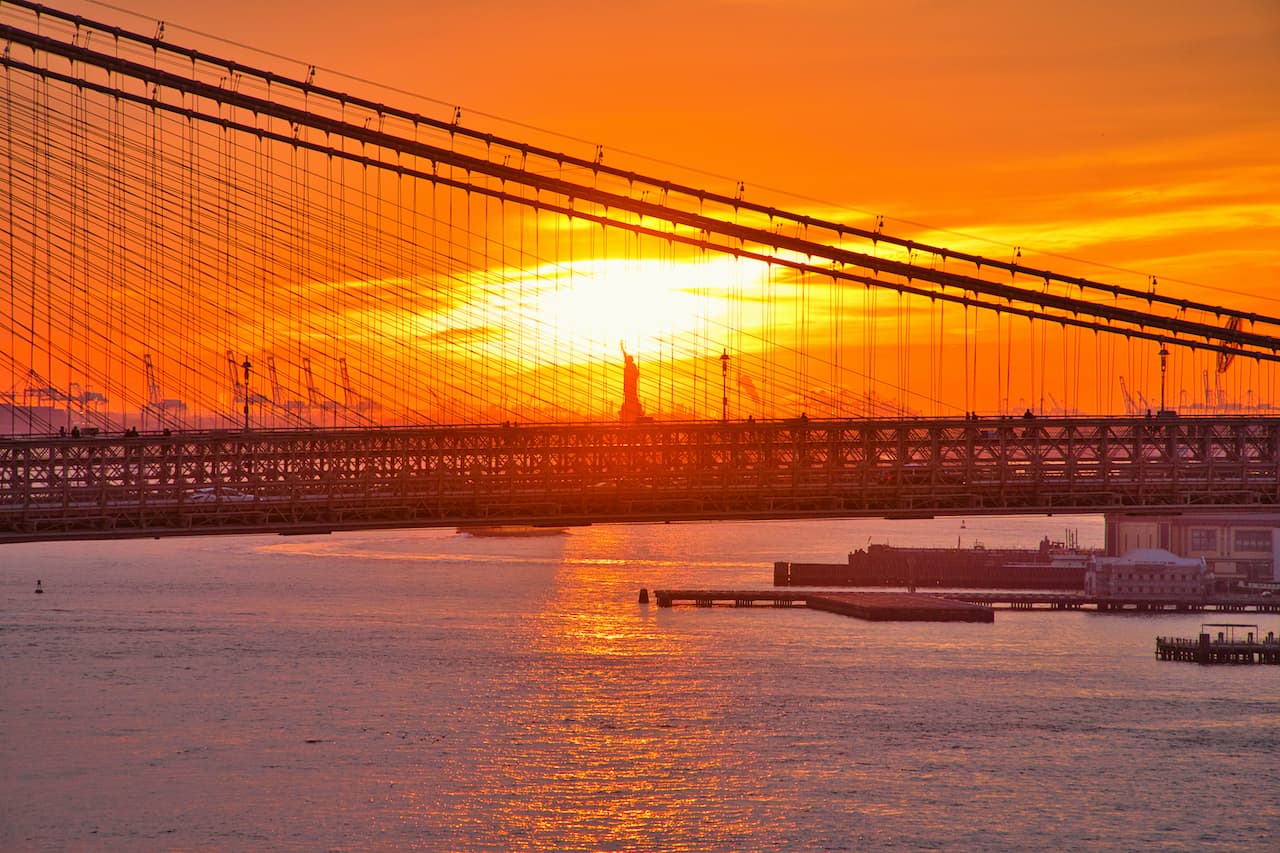 Manhattan Bridge View of Statue of Liberty