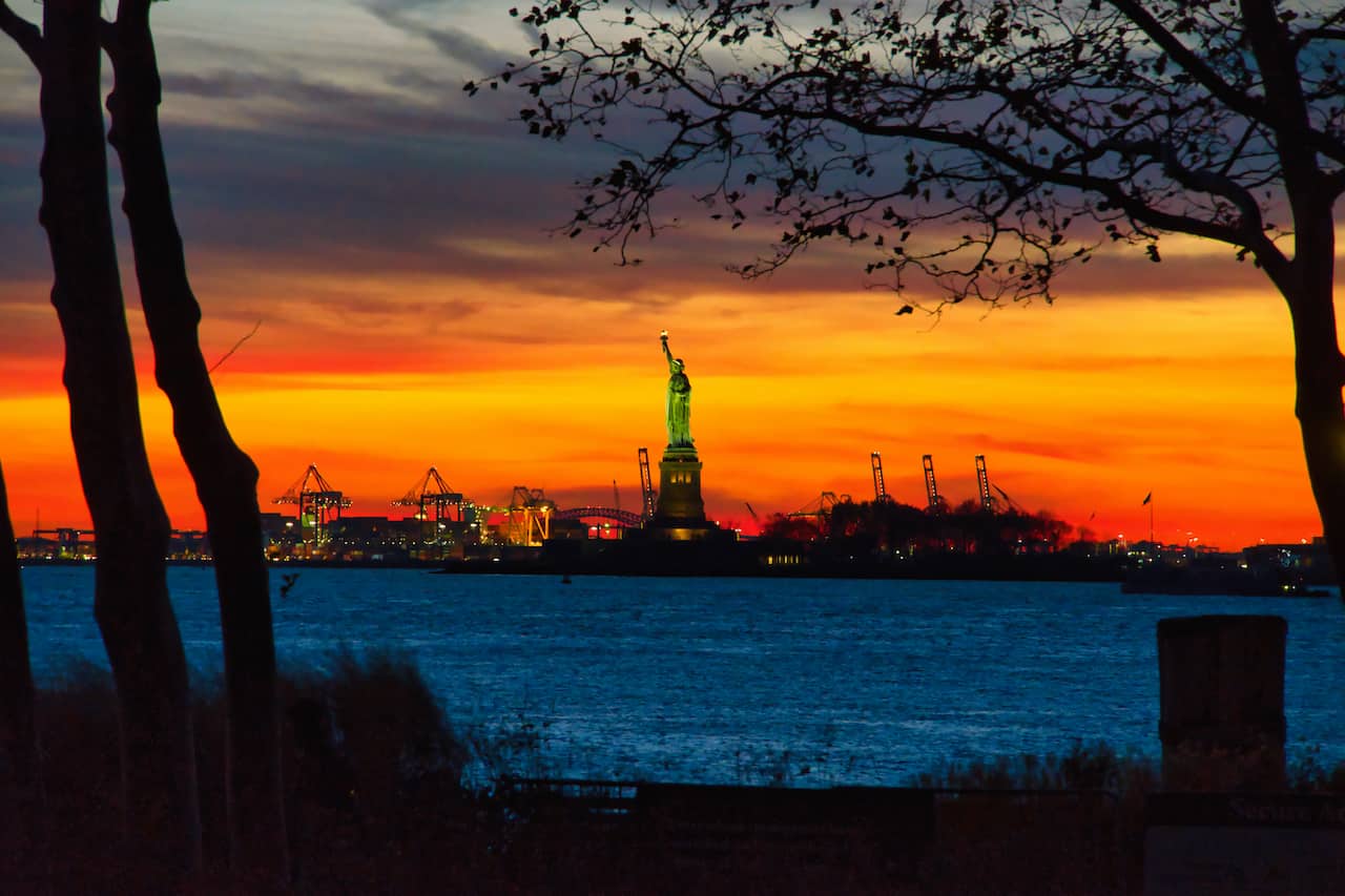 Statue of Liberty Sunset at Battery Park