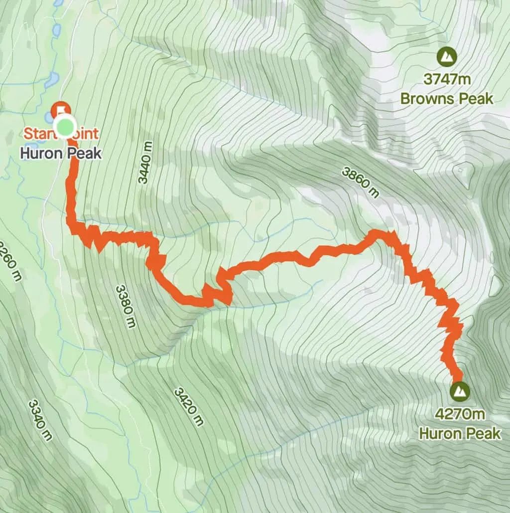 Huron Peak Hiking Map