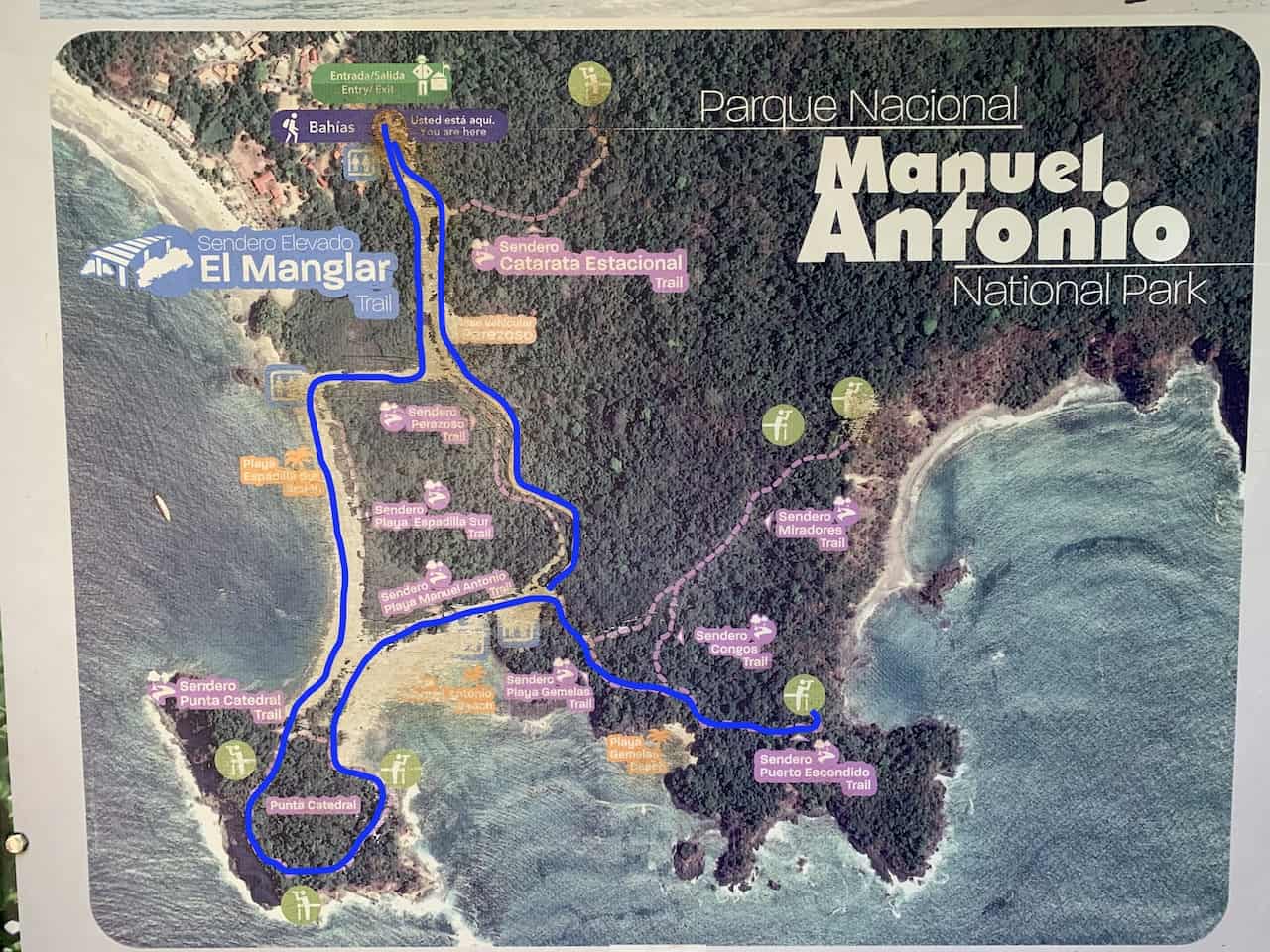Manuel Antonio Hiking Map