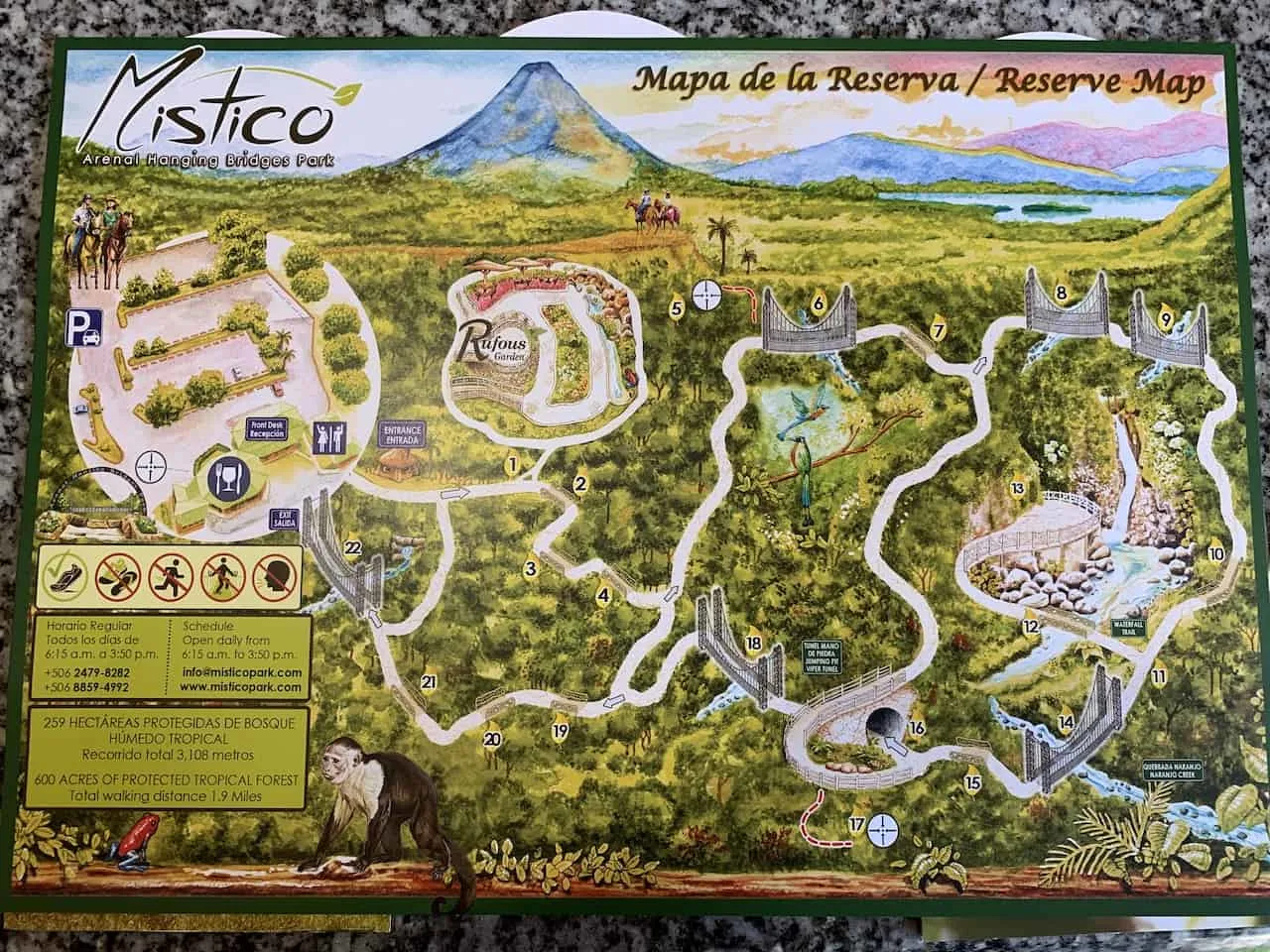 Mistico Hanging Bridges Map