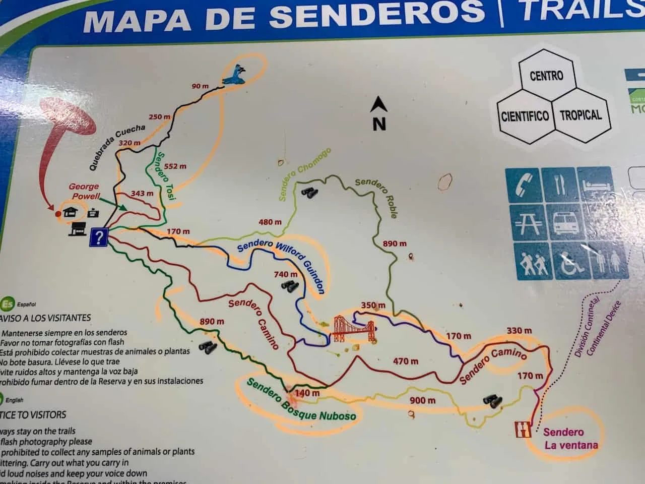 Monteverde Cloud Forest Map