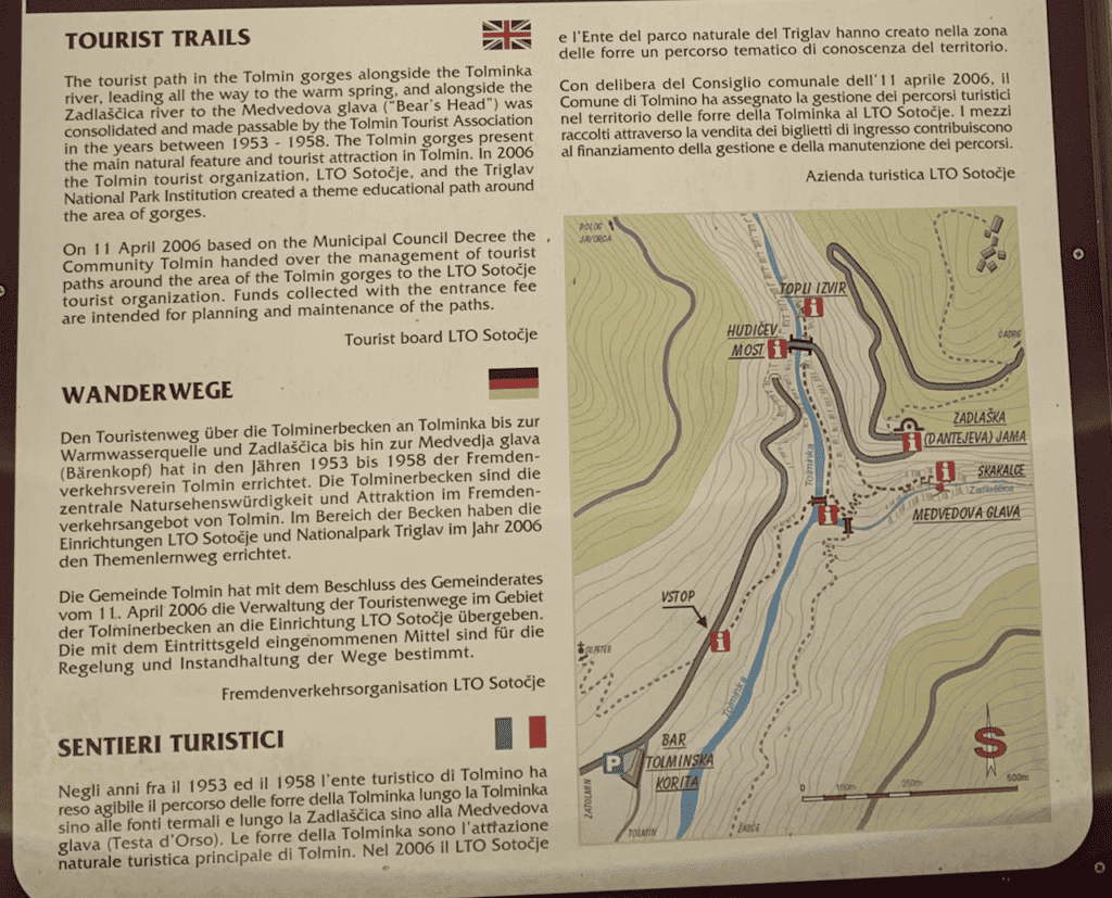 Tolmin Gorges Map Route