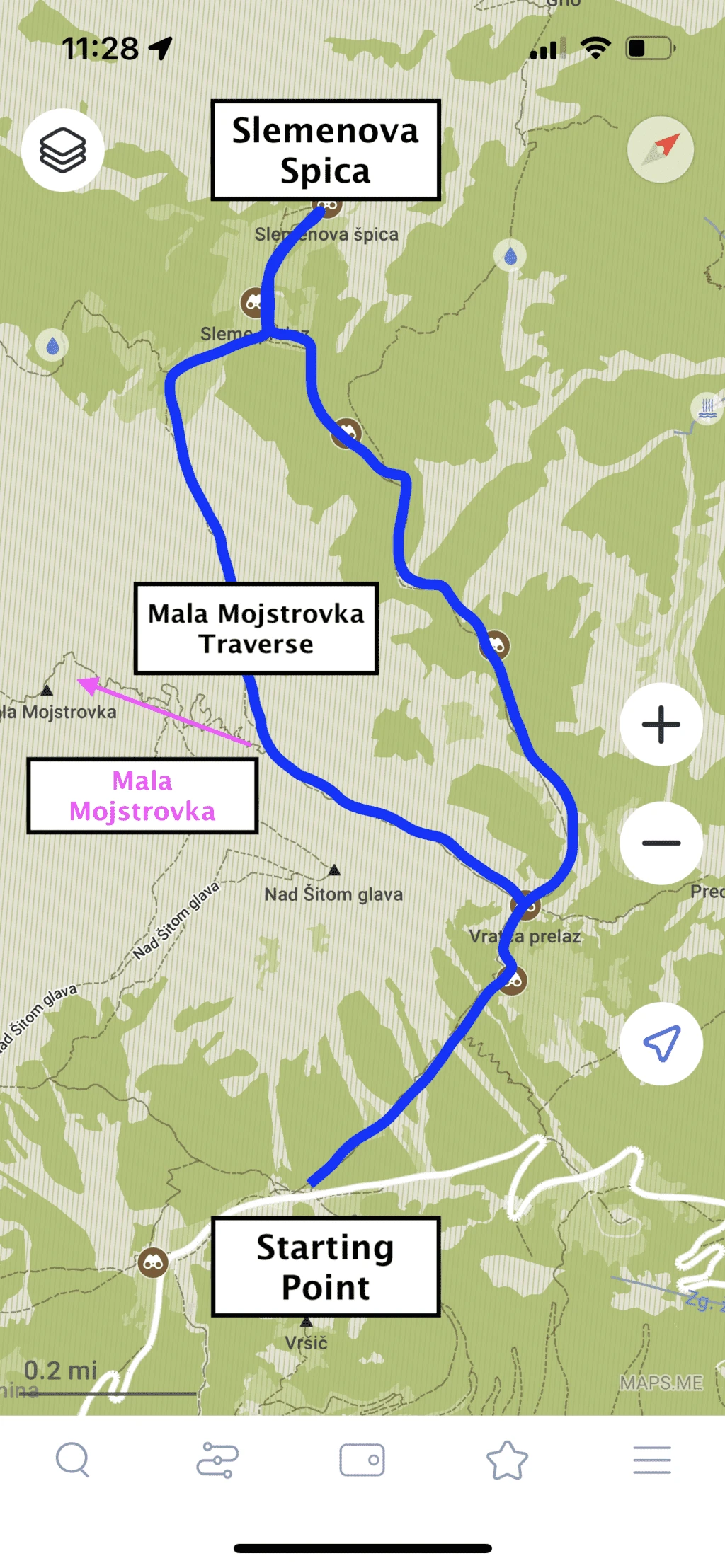 Slemenova Spica Hike Map Vrsic Pass