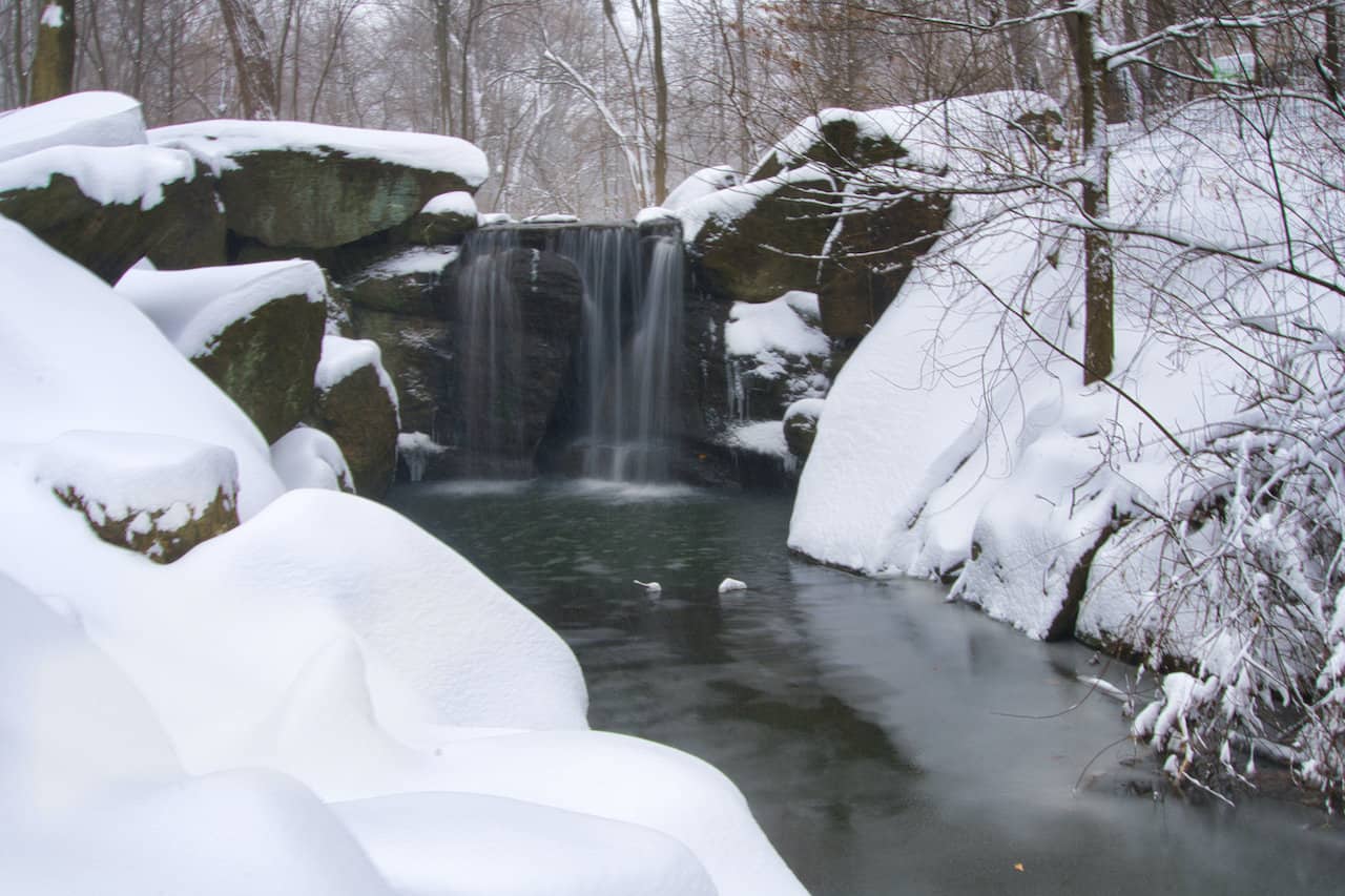 Central Park Waterfall Winter