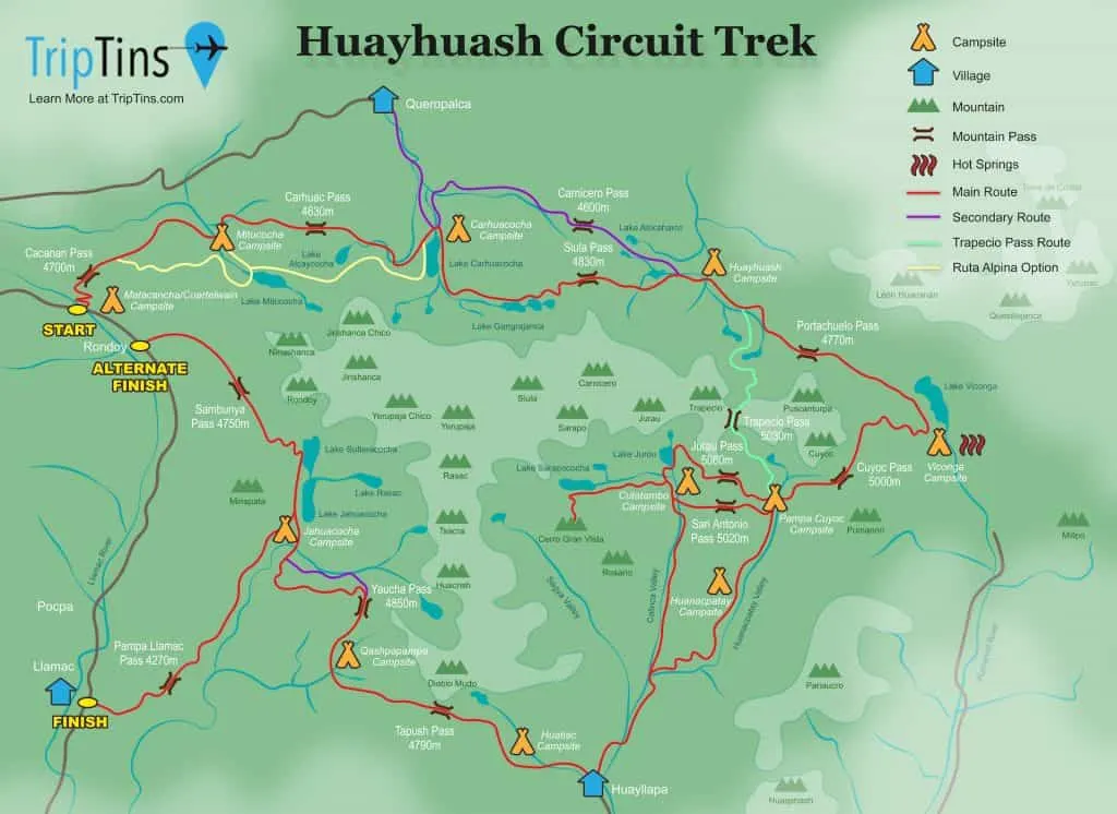 Huayhuash Trek Map