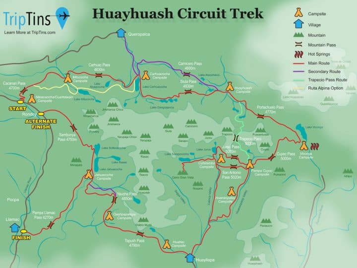 A Detailed Breakdown of the Huayhuash Trek Map | Route, Campsites, & More