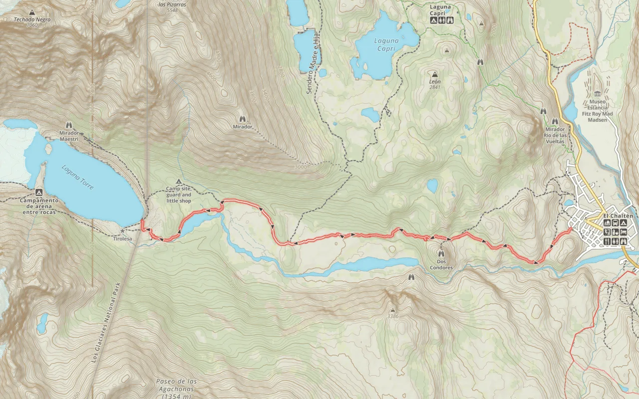 Laguna Torre Hiking Map