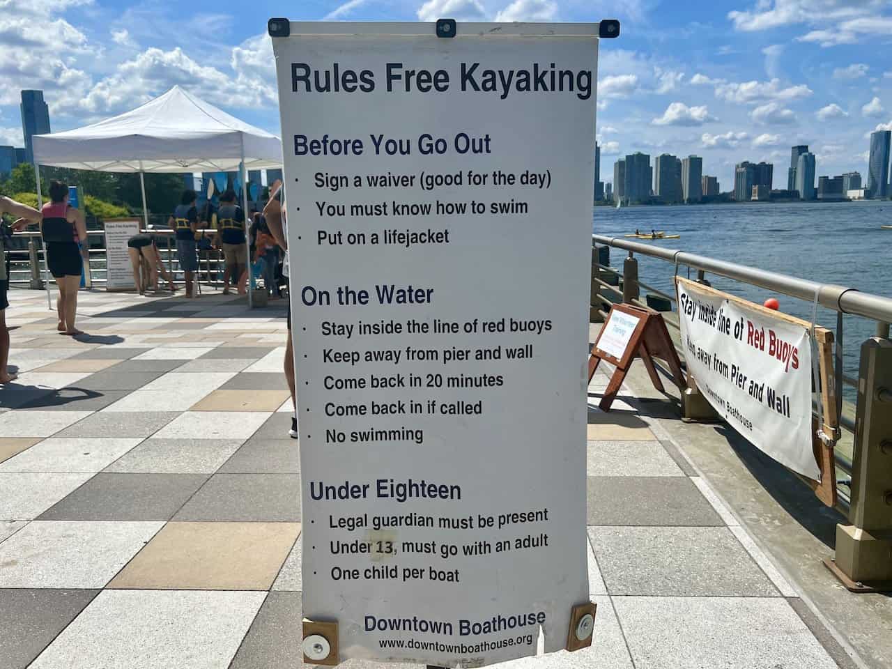 Pier 26 Kayaking Rules