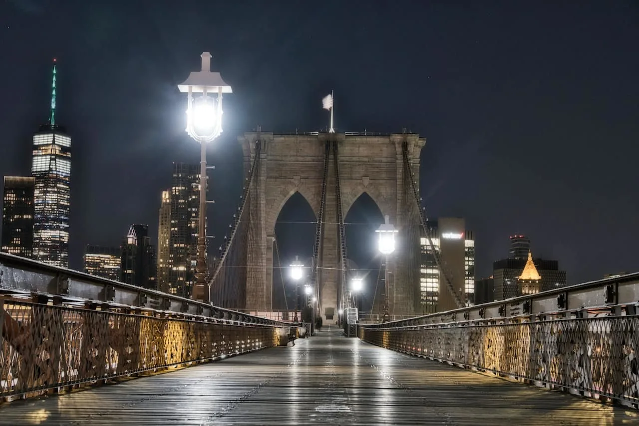 Brooklyn Bridge Walkway at Night
