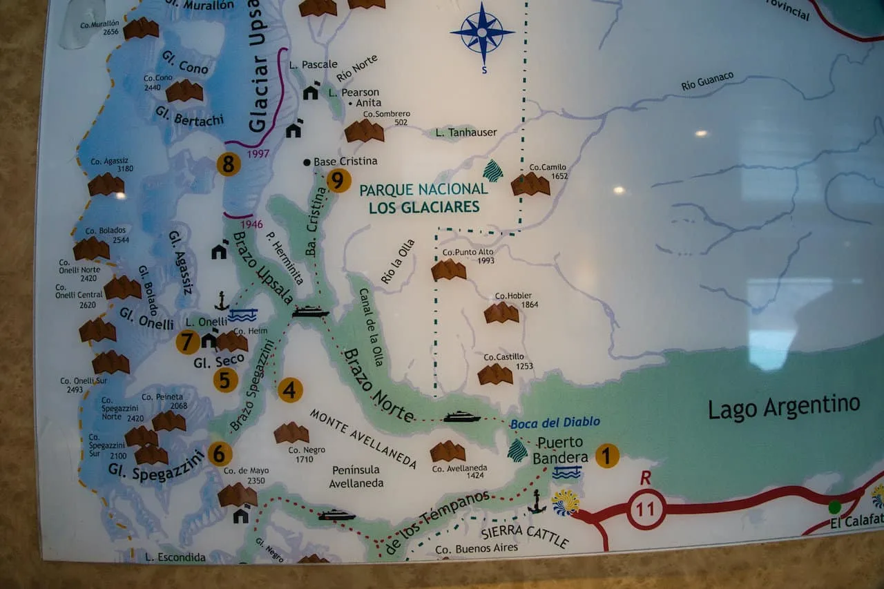 Todo Glaciares Boat Tour Map