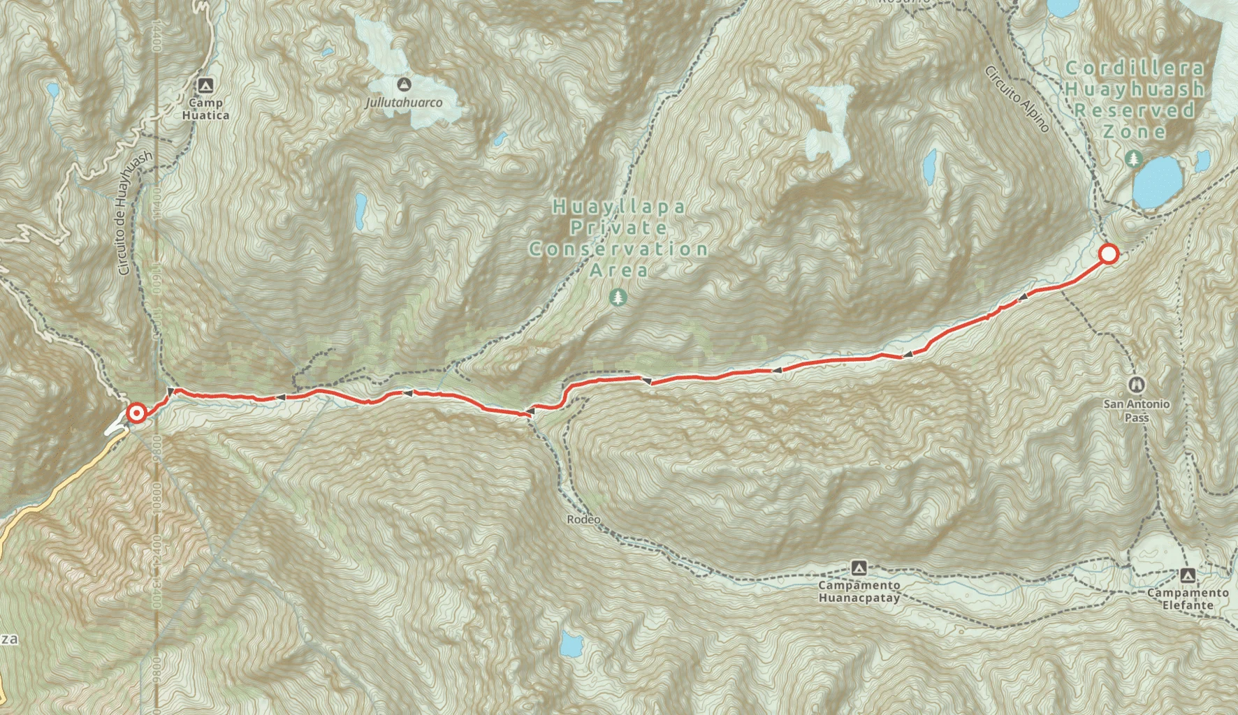 Cutatambo to Huayllapa Map