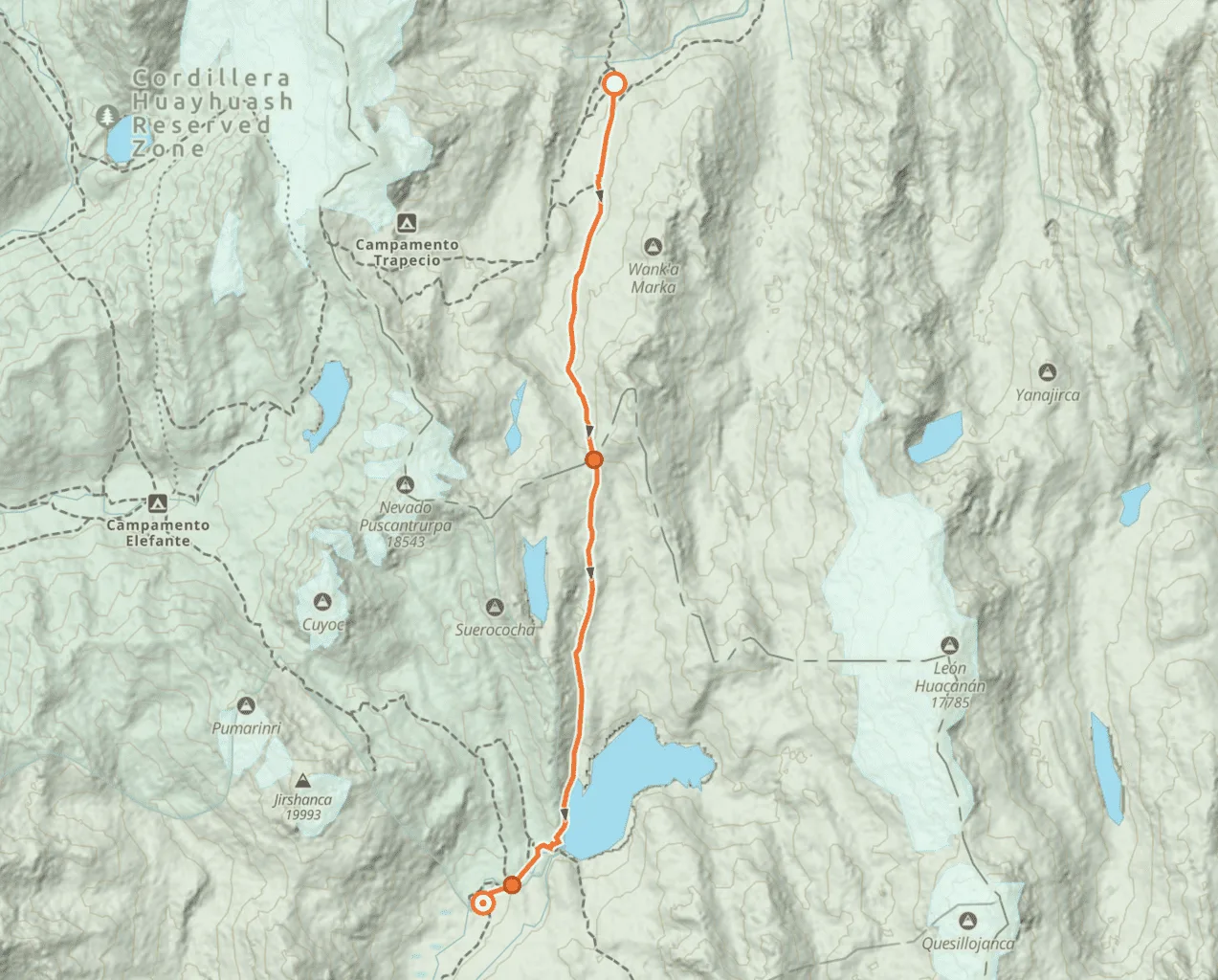 Huayhuash to Viconga Map