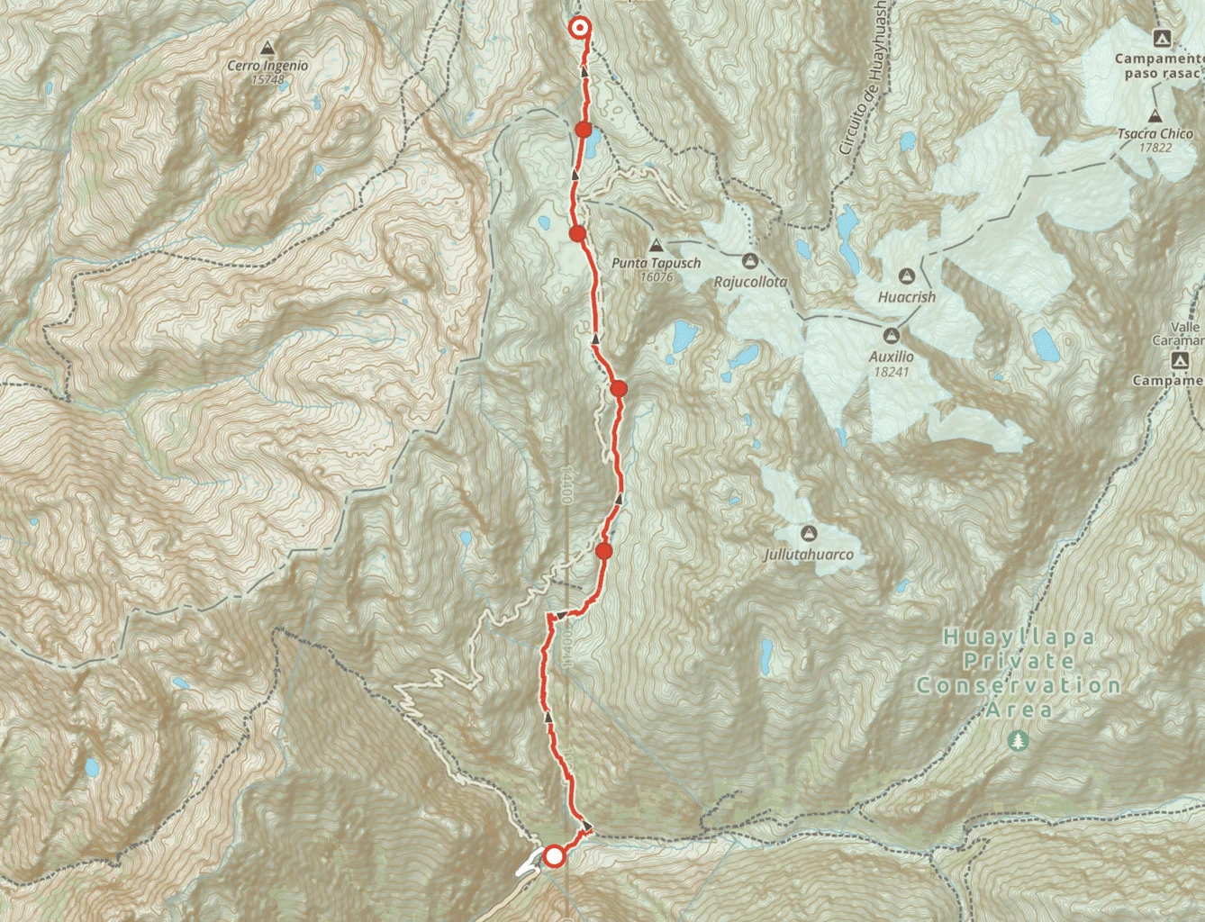 Huayllapa to Qashpapampa Map