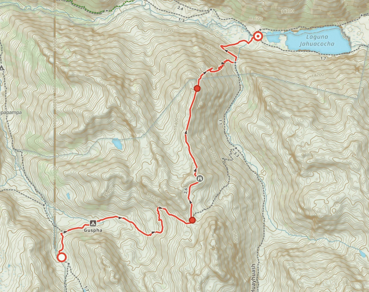 Qashpapampa to Jahuacocha Map