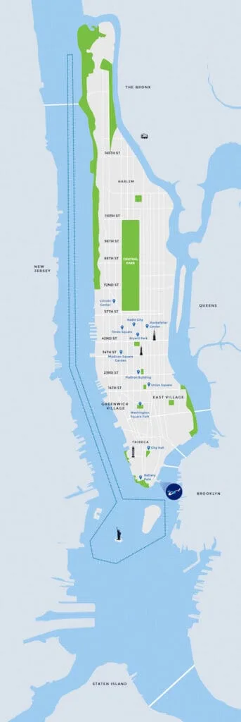 20 Minute NYC Helicopter Tour Map
